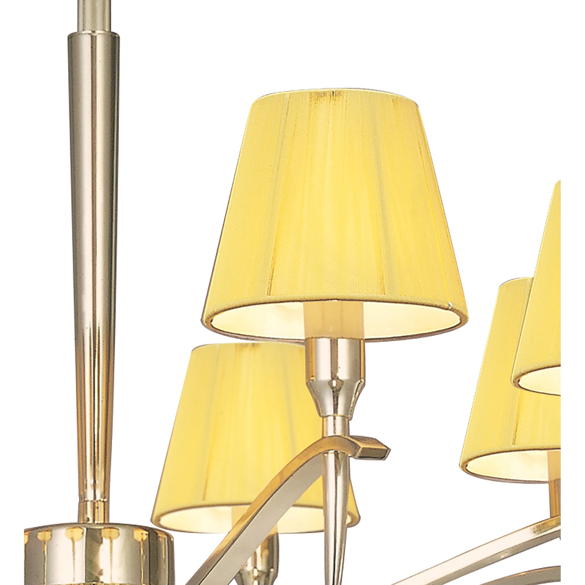 M0341PB Siena Pendant Round 8 Light E14 Polished Brass Amber Cream Shades And Clear Crystal
