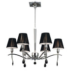 M0342 Siena Pendant Round 6 Light E14 Polished Chrome Black Shades And Black Crystal