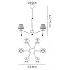M0342 Siena Pendant Round 6 Light E14 Polished Chrome Black Shades And Black Crystal
