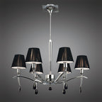 M0342 Siena Pendant Round 6 Light E14 Polished Chrome Black Shades And Black Crystal