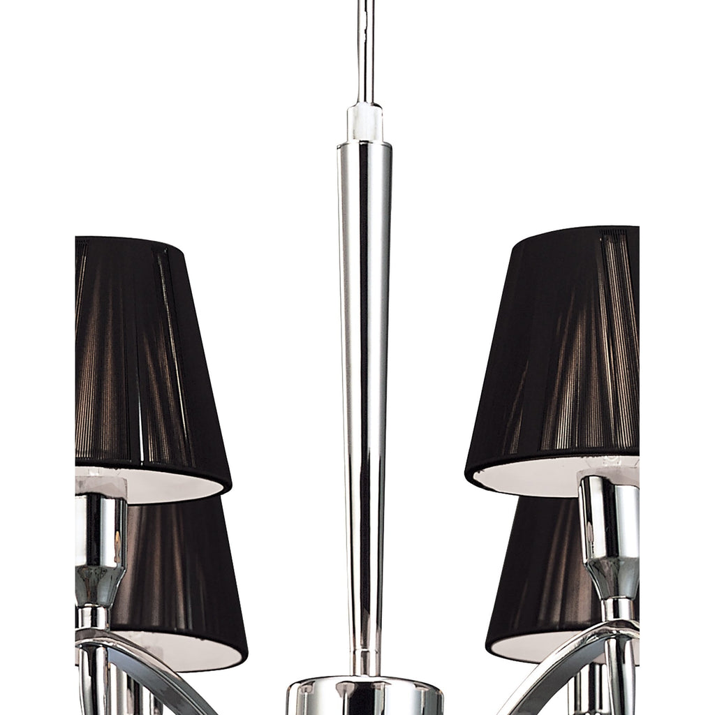 M0342 Siena Pendant Round 6 Light E14 Polished Chrome Black Shades And Black Crystal