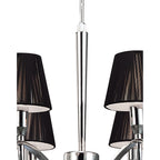 M0342 Siena Pendant Round 6 Light E14 Polished Chrome Black Shades And Black Crystal