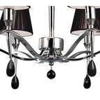M0342 Siena Pendant Round 6 Light E14 Polished Chrome Black Shades And Black Crystal