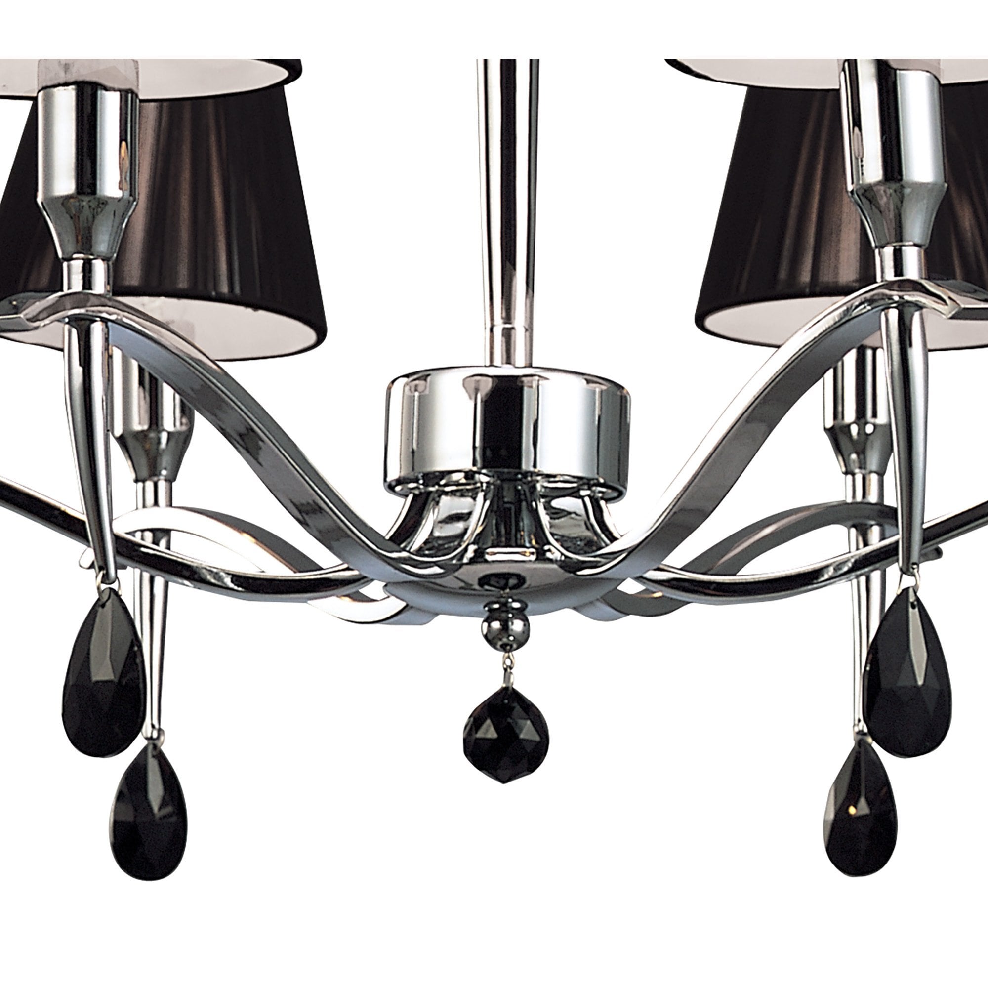 M0342 Siena Pendant Round 6 Light E14 Polished Chrome Black Shades And Black Crystal