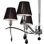 M0342 Siena Pendant Round 6 Light E14 Polished Chrome Black Shades And Black Crystal
