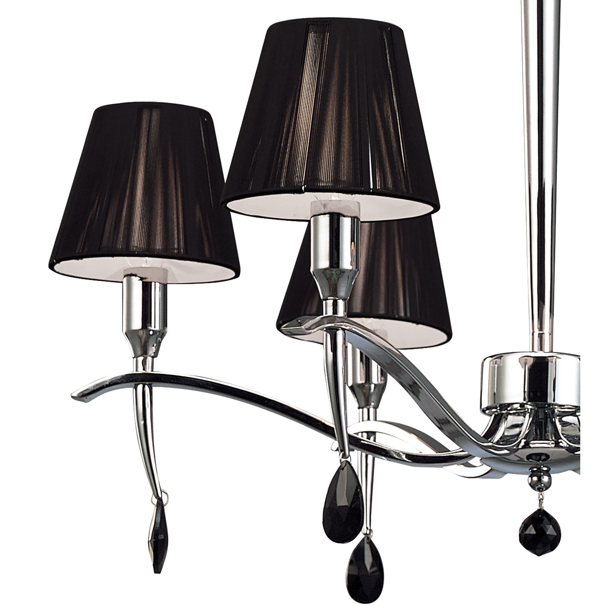 M0342 Siena Pendant Round 6 Light E14 Polished Chrome Black Shades And Black Crystal