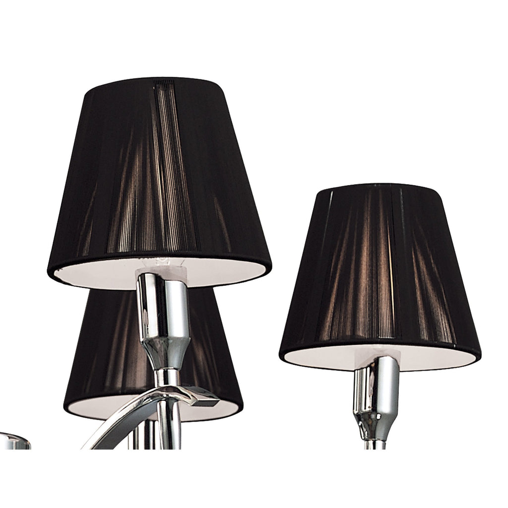 M0342 Siena Pendant Round 6 Light E14 Polished Chrome Black Shades And Black Crystal