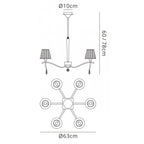 M0342AB Siena Pendant Round 6 Light E14 Antique Brass Amber Cream Shades And Amber Crystal