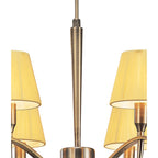 M0342AB Siena Pendant Round 6 Light E14 Antique Brass Amber Cream Shades And Amber Crystal