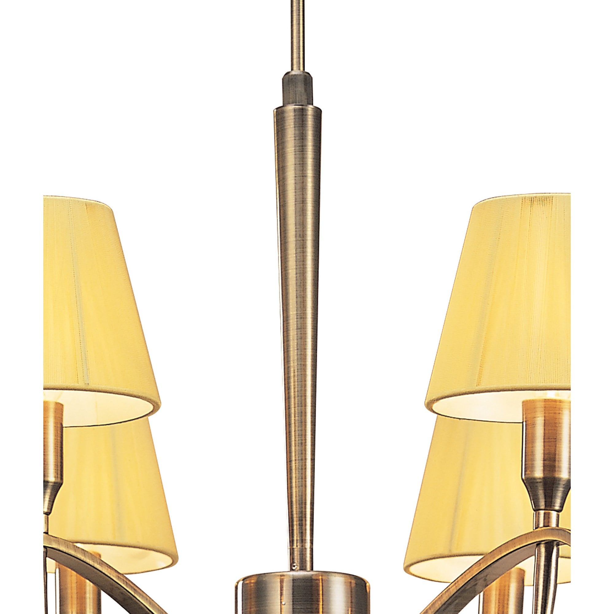 M0342AB Siena Pendant Round 6 Light E14 Antique Brass Amber Cream Shades And Amber Crystal