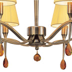 M0342AB Siena Pendant Round 6 Light E14 Antique Brass Amber Cream Shades And Amber Crystal