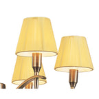 M0342AB Siena Pendant Round 6 Light E14 Antique Brass Amber Cream Shades And Amber Crystal