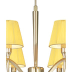 M0342PB Siena Pendant Round 6 Light E14 Polished Brass Amber Cream Shades And Clear Crystal