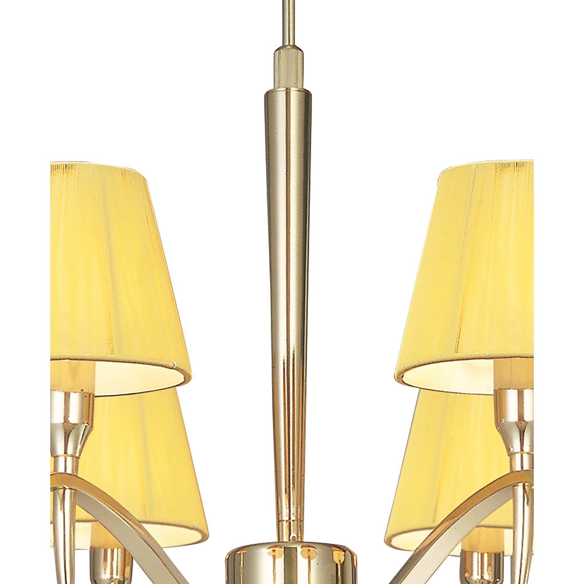 M0342PB Siena Pendant Round 6 Light E14 Polished Brass Amber Cream Shades And Clear Crystal