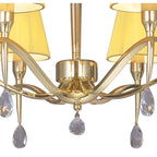 M0342PB Siena Pendant Round 6 Light E14 Polished Brass Amber Cream Shades And Clear Crystal