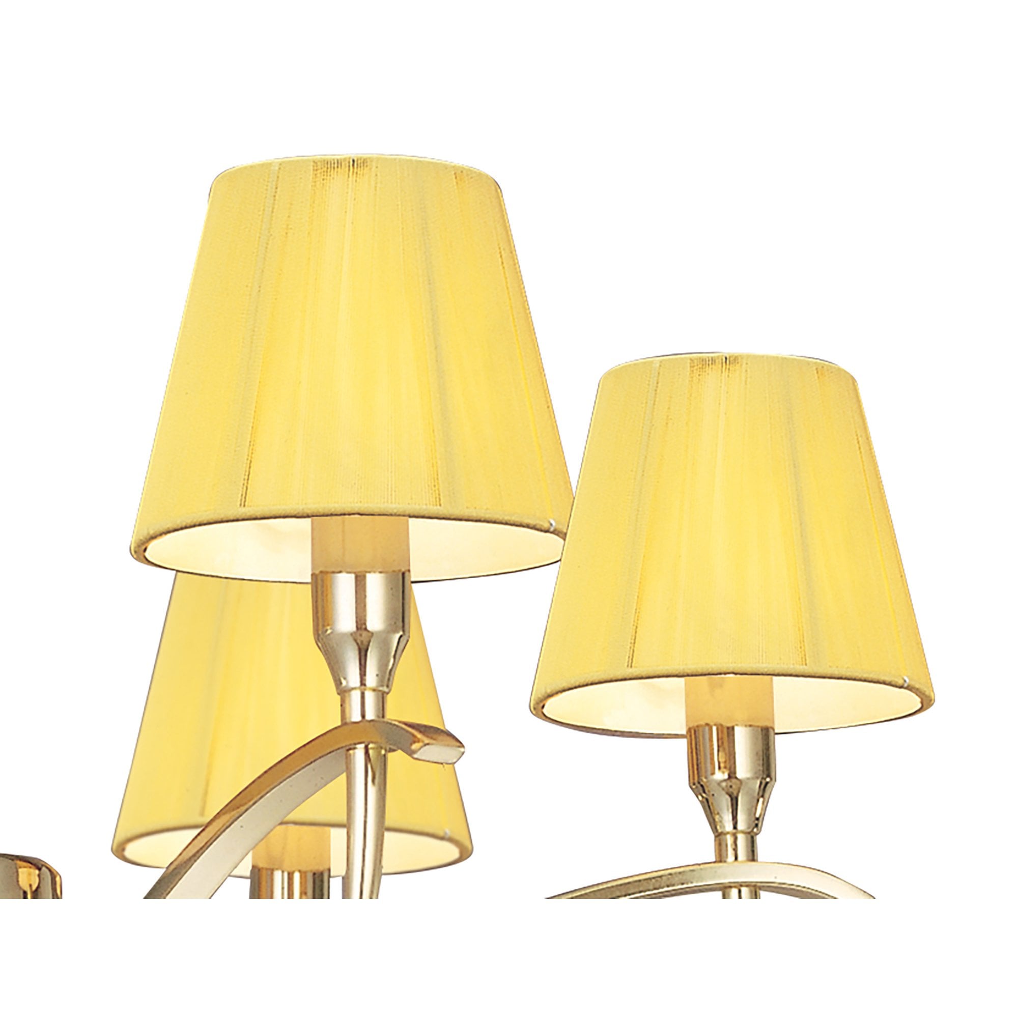 M0342PB Siena Pendant Round 6 Light E14 Polished Brass Amber Cream Shades And Clear Crystal