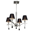 M0343 Siena Pendant Round 4 Light E14 Polished Chrome Black Shades And Black Crystal