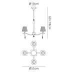 M0343 Siena Pendant Round 4 Light E14 Polished Chrome Black Shades And Black Crystal