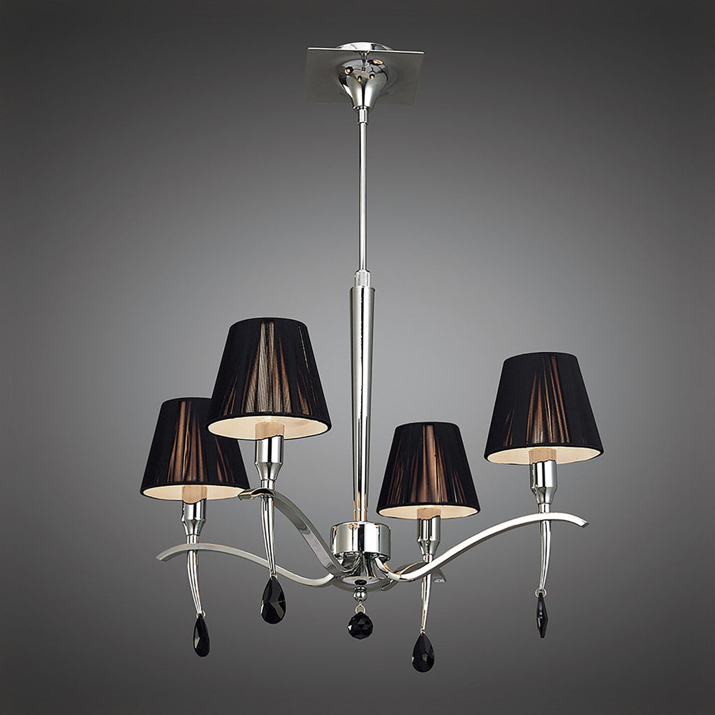 M0343 Siena Pendant Round 4 Light E14 Polished Chrome Black Shades And Black Crystal
