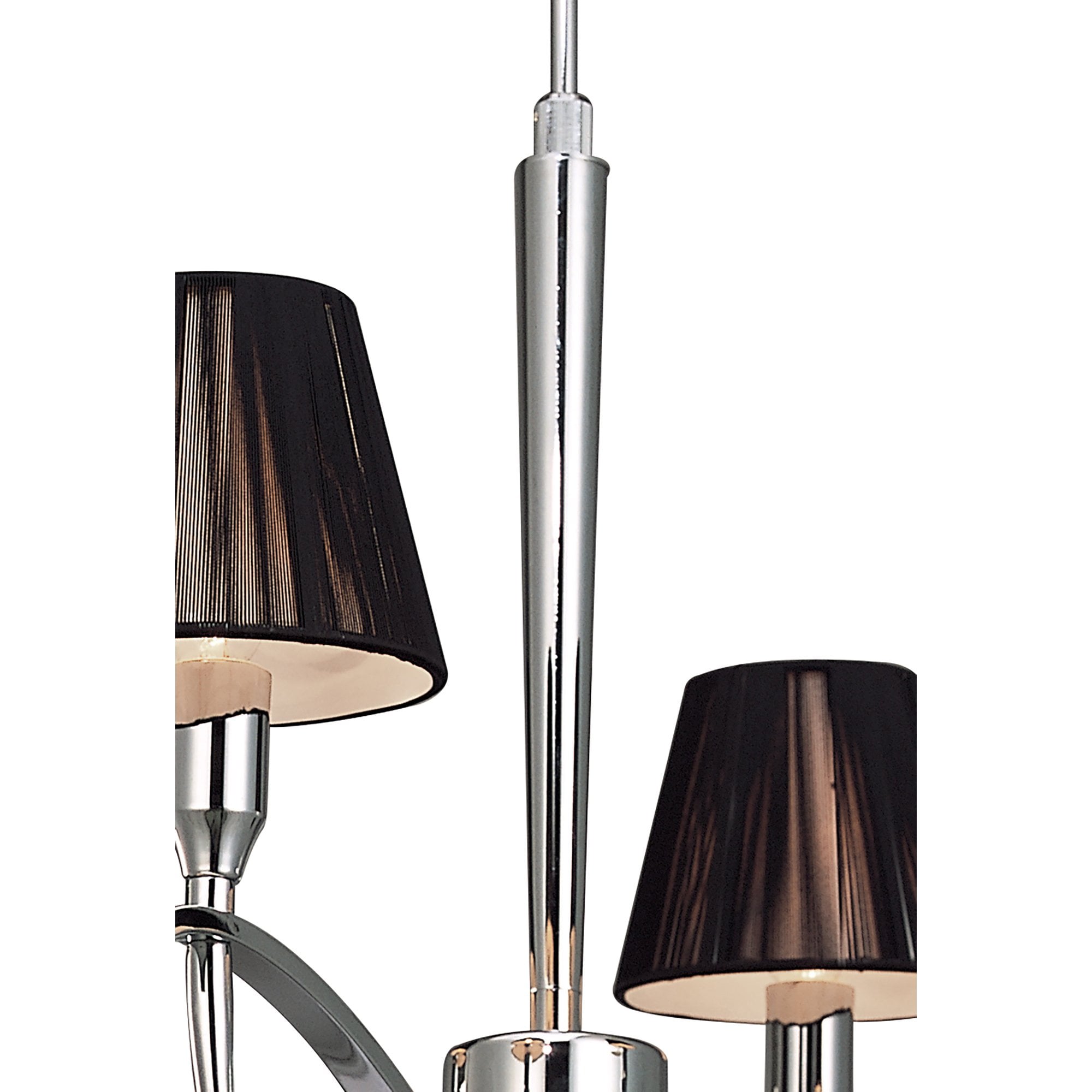 M0343 Siena Pendant Round 4 Light E14 Polished Chrome Black Shades And Black Crystal