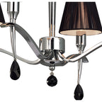 M0343 Siena Pendant Round 4 Light E14 Polished Chrome Black Shades And Black Crystal