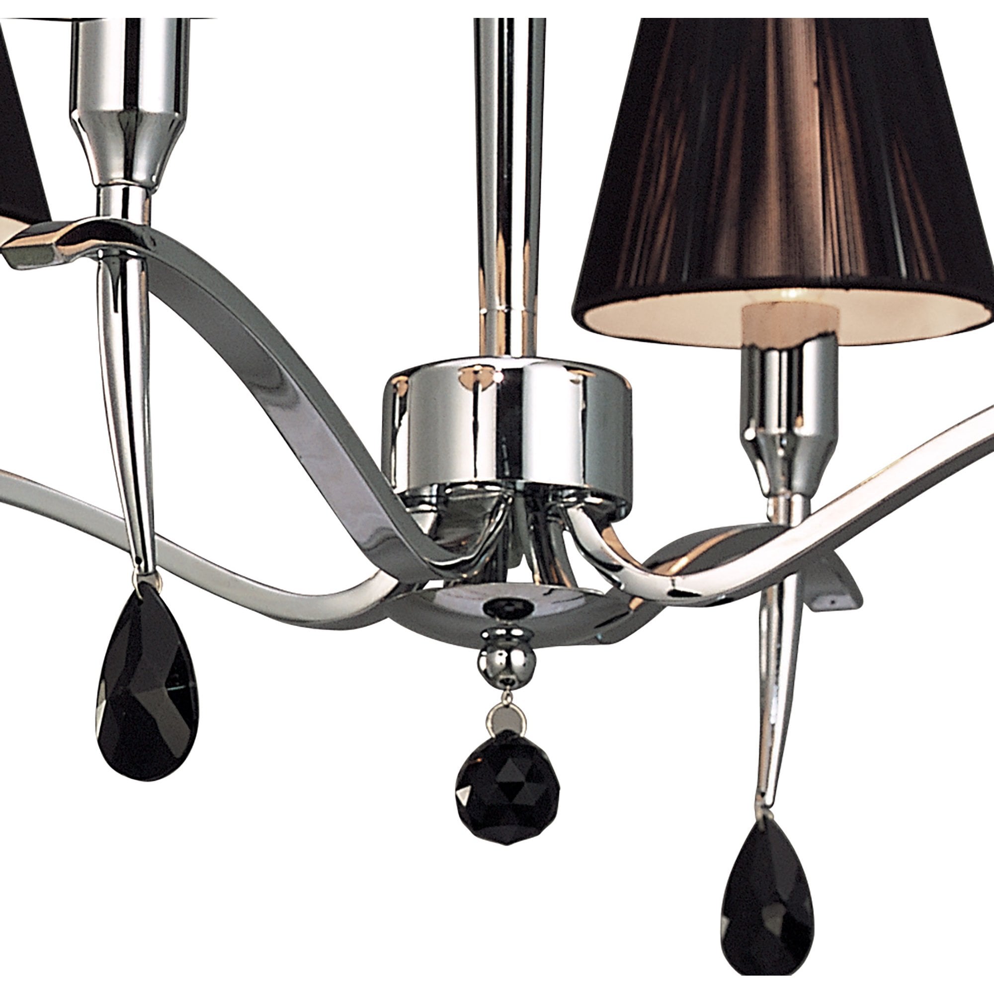 M0343 Siena Pendant Round 4 Light E14 Polished Chrome Black Shades And Black Crystal