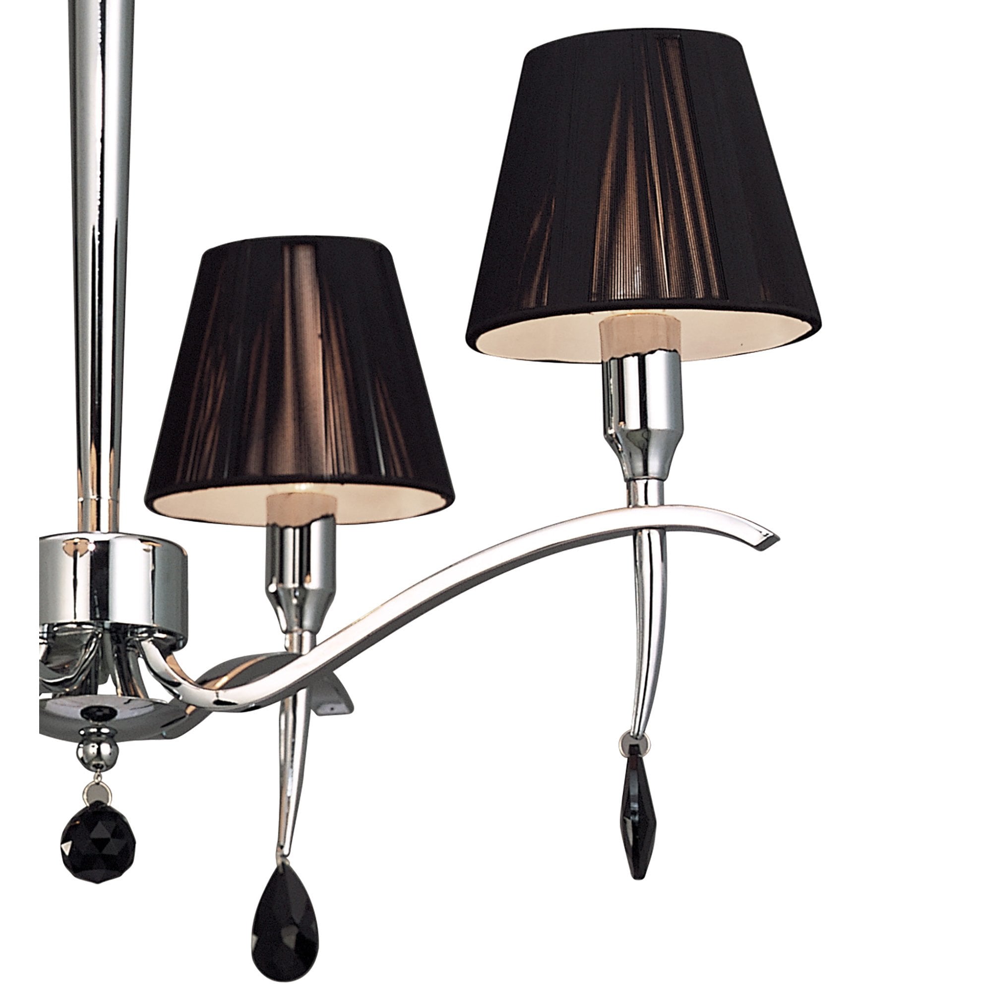 M0343 Siena Pendant Round 4 Light E14 Polished Chrome Black Shades And Black Crystal