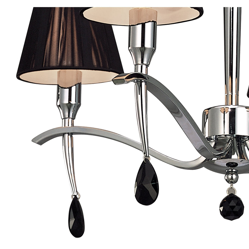 M0343 Siena Pendant Round 4 Light E14 Polished Chrome Black Shades And Black Crystal