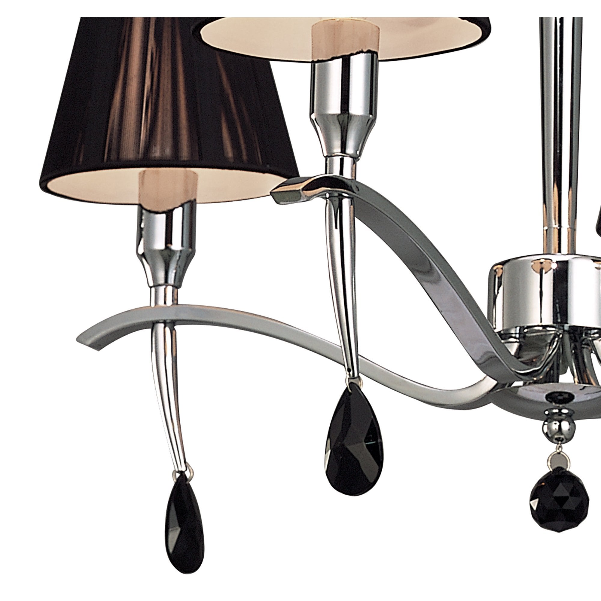 M0343 Siena Pendant Round 4 Light E14 Polished Chrome Black Shades And Black Crystal
