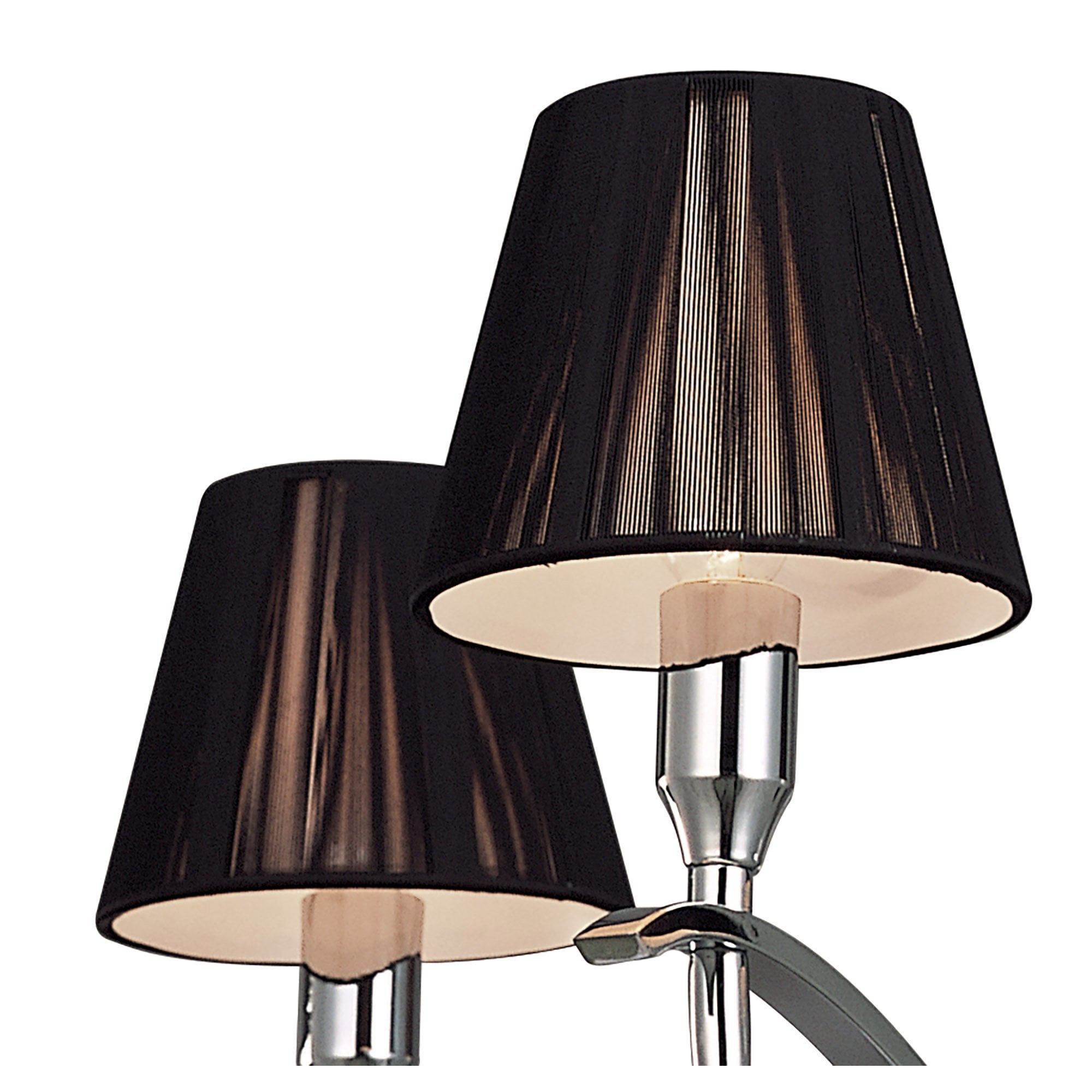 M0343 Siena Pendant Round 4 Light E14 Polished Chrome Black Shades And Black Crystal