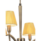 M0343AB Siena Pendant Round 4 Light E14 Antique Brass Amber Cream Shades And Amber Crystal