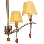M0343AB Siena Pendant Round 4 Light E14 Antique Brass Amber Cream Shades And Amber Crystal