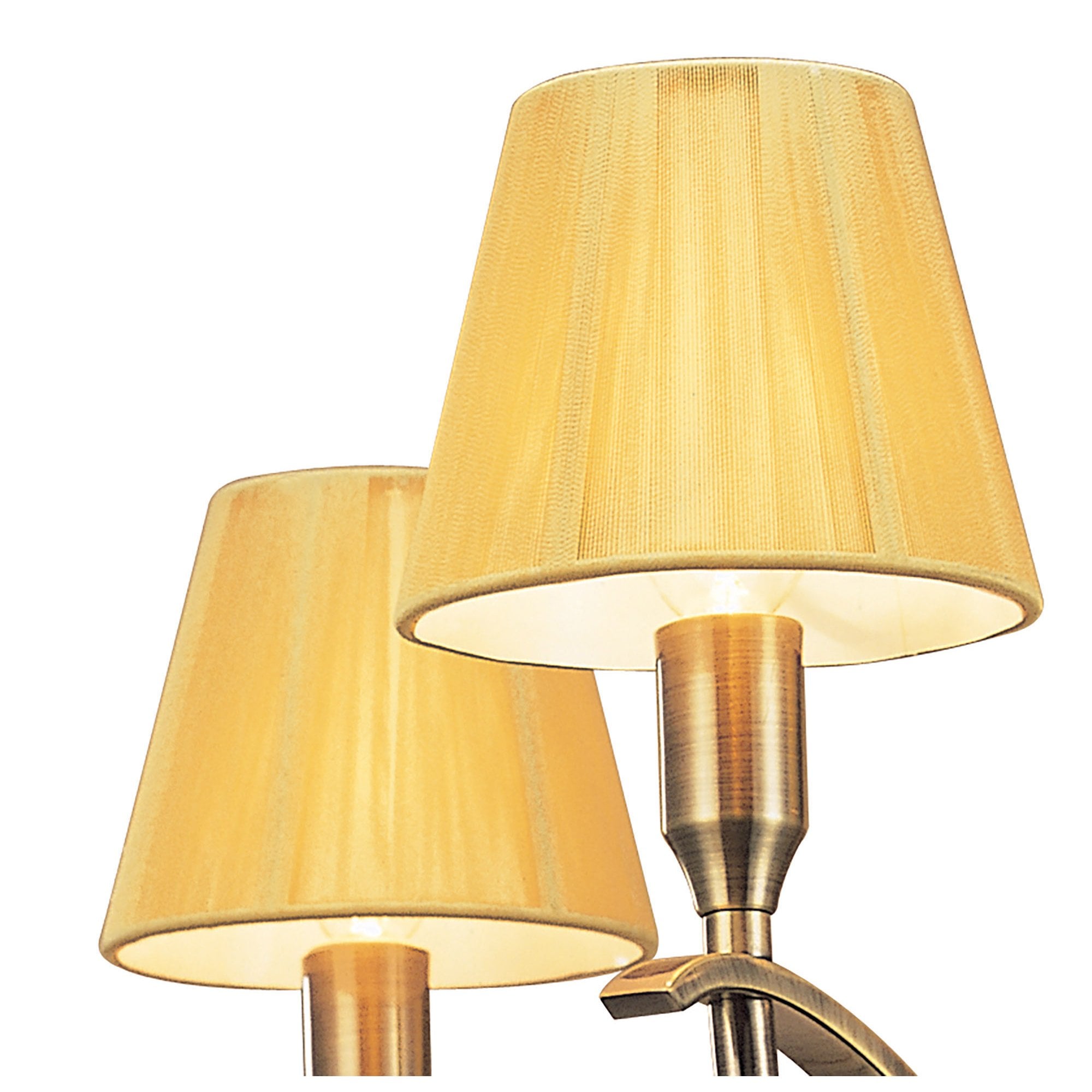 M0343AB Siena Pendant Round 4 Light E14 Antique Brass Amber Cream Shades And Amber Crystal