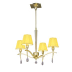 M0343PB Siena Pendant Round 4 Light E14 Polished Brass Amber Cream Shades And Clear Crystal