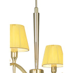 M0343PB Siena Pendant Round 4 Light E14 Polished Brass Amber Cream Shades And Clear Crystal