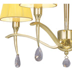 M0343PB Siena Pendant Round 4 Light E14 Polished Brass Amber Cream Shades And Clear Crystal