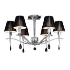 M0344 Siena Semi Flush Round 6 Light E14 Polished Chrome Black Shades And Black Crystal