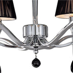 M0344 Siena Semi Flush Round 6 Light E14 Polished Chrome Black Shades And Black Crystal
