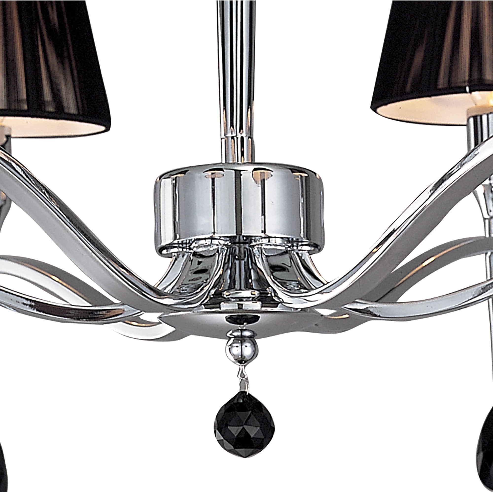 M0344 Siena Semi Flush Round 6 Light E14 Polished Chrome Black Shades And Black Crystal