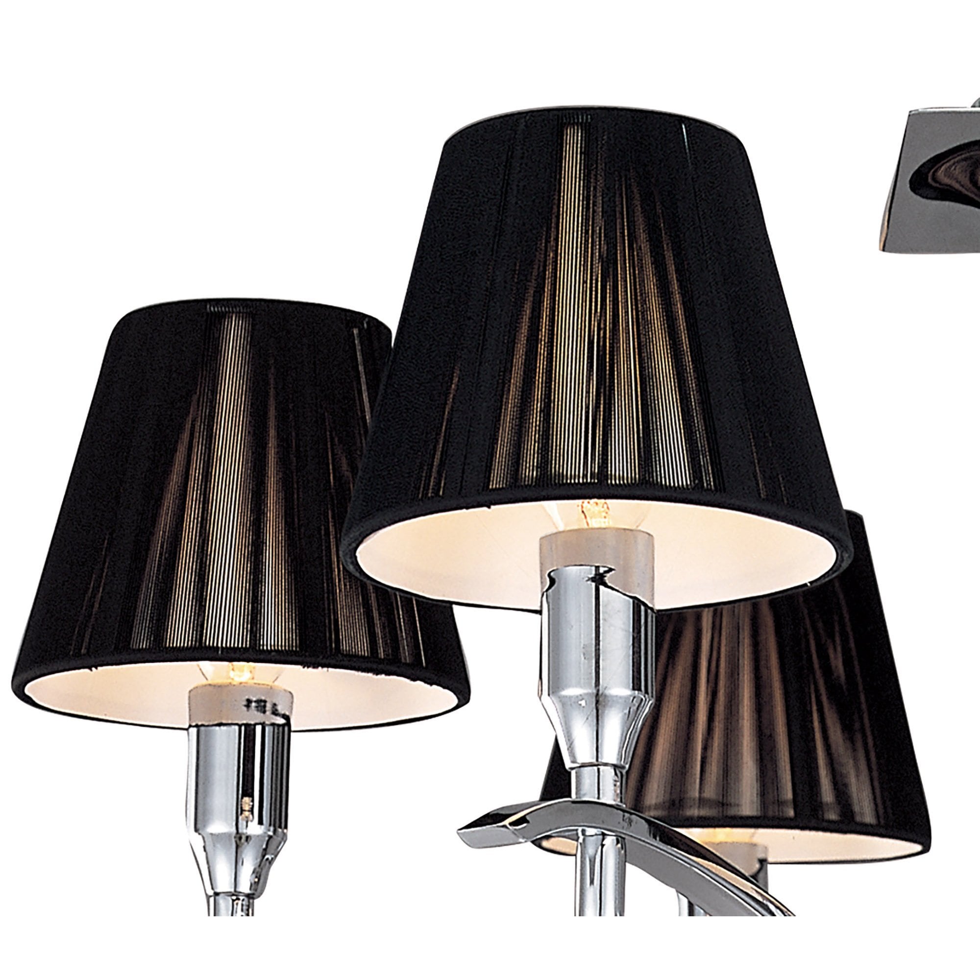 M0344 Siena Semi Flush Round 6 Light E14 Polished Chrome Black Shades And Black Crystal
