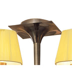 M0344AB Siena Semi Flush Round 6 Light E14 Antique Brass Amber Cream Shades And Amber Crystal