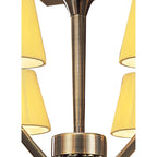 M0344AB Siena Semi Flush Round 6 Light E14 Antique Brass Amber Cream Shades And Amber Crystal