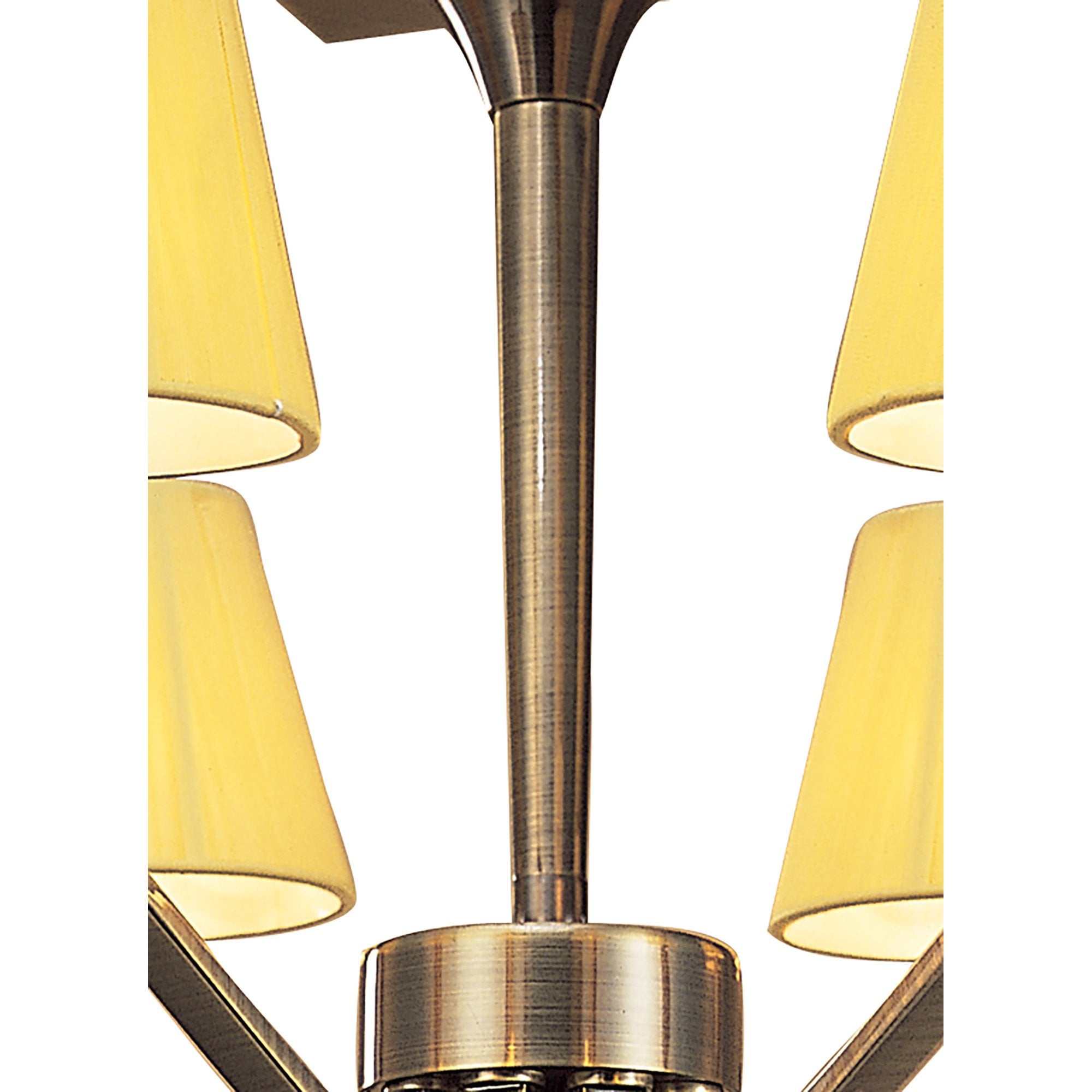 M0344AB Siena Semi Flush Round 6 Light E14 Antique Brass Amber Cream Shades And Amber Crystal