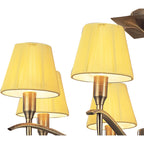 M0344AB Siena Semi Flush Round 6 Light E14 Antique Brass Amber Cream Shades And Amber Crystal