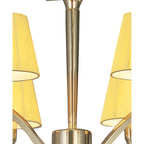 M0344PB Siena Semi Flush Round 6 Light E14 Polished Brass Amber Cream Shades And Clear Crystal