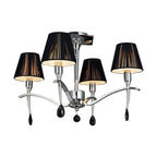 M0345 Siena Semi Flush Round 4 Light E14 Polished Chrome Black Shades And Black Crystal