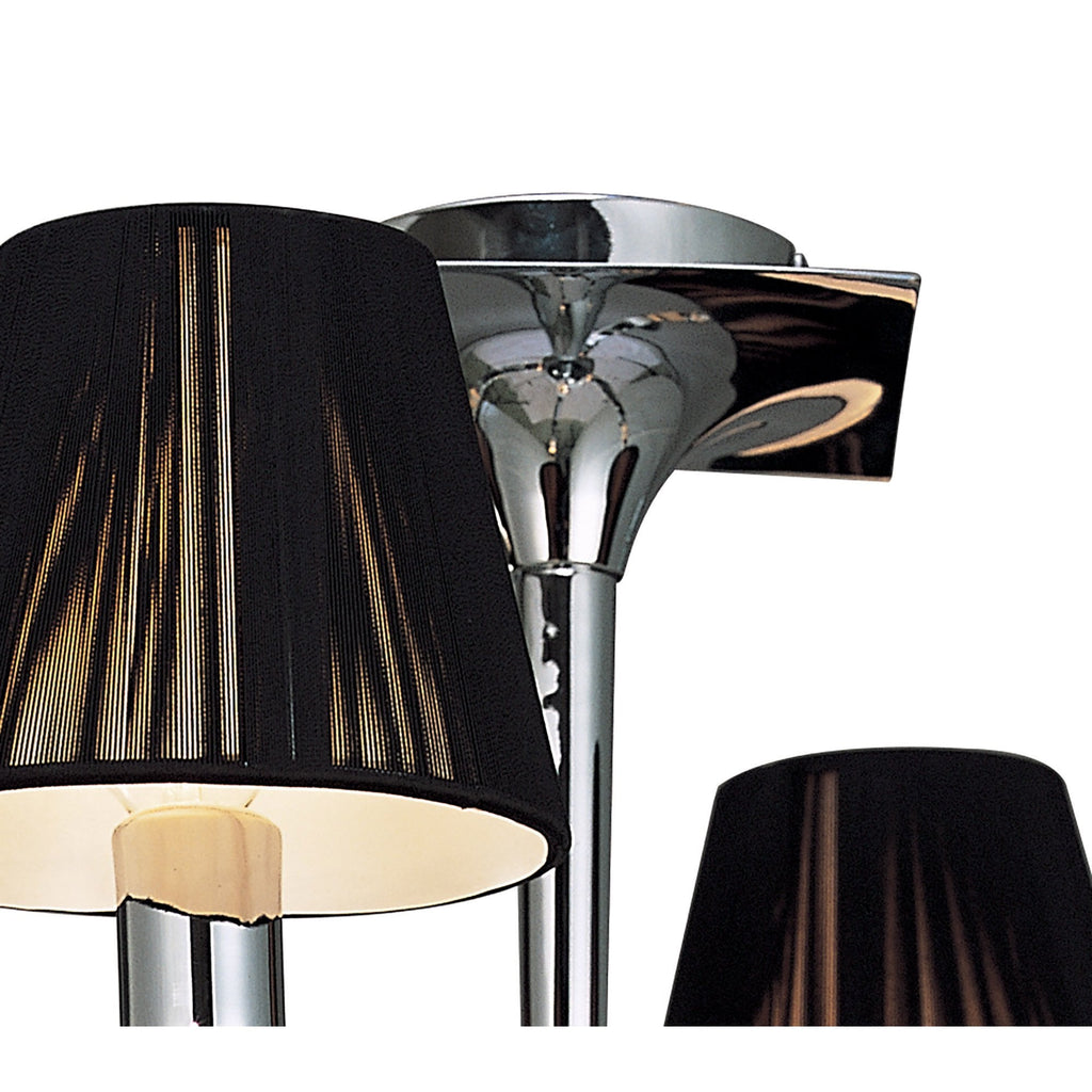 M0345 Siena Semi Flush Round 4 Light E14 Polished Chrome Black Shades And Black Crystal