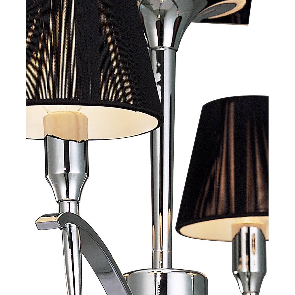 M0345 Siena Semi Flush Round 4 Light E14 Polished Chrome Black Shades And Black Crystal