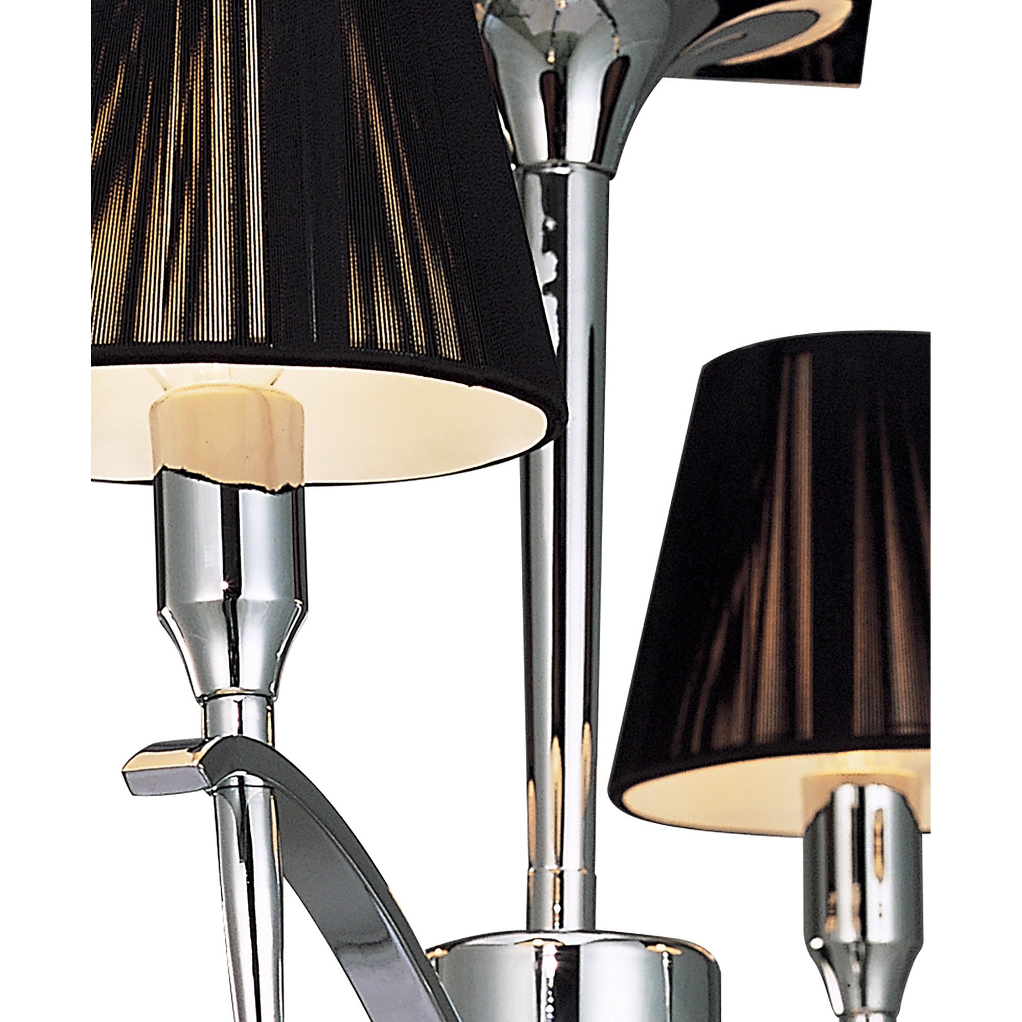M0345 Siena Semi Flush Round 4 Light E14 Polished Chrome Black Shades And Black Crystal