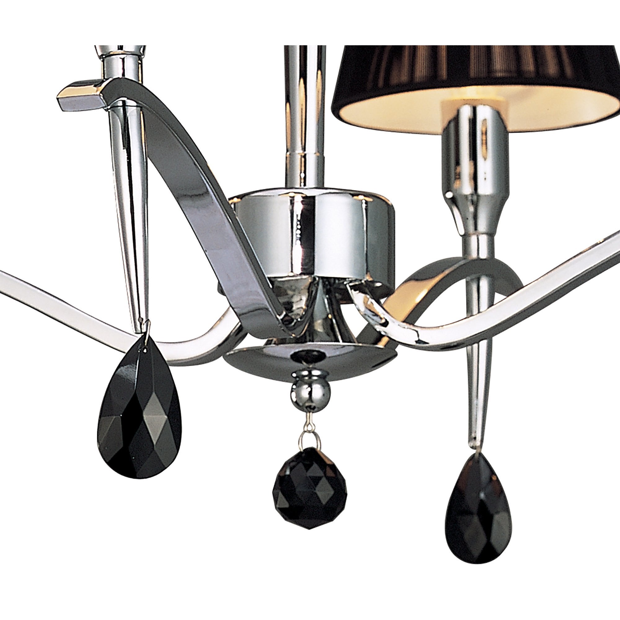 M0345 Siena Semi Flush Round 4 Light E14 Polished Chrome Black Shades And Black Crystal